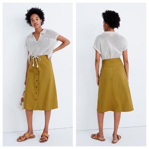 Madewell size 6 Tie-Waist Utility Midi Skirt mustard vibes